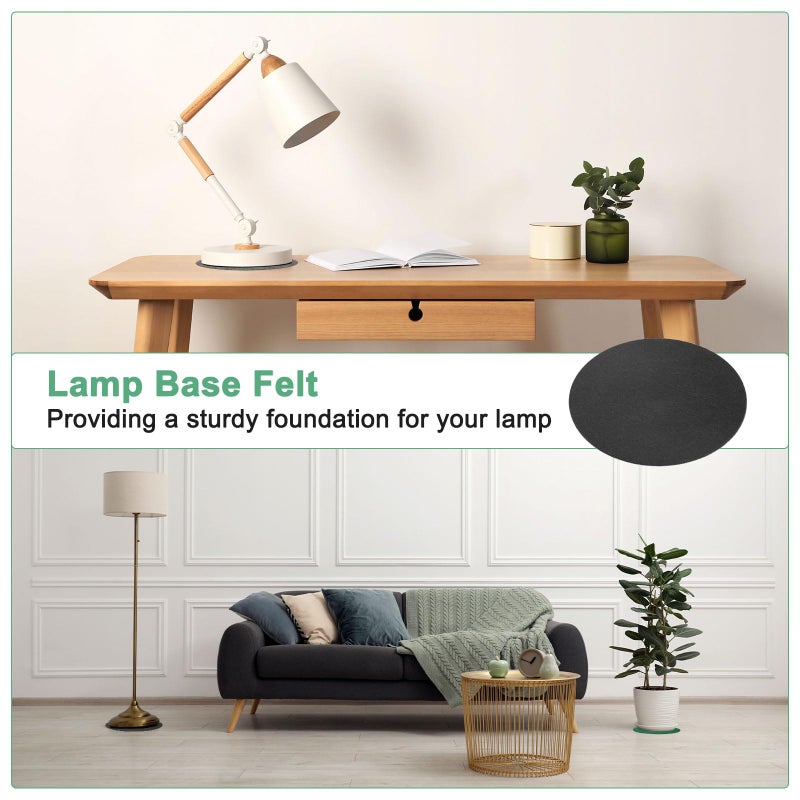M METERXITY 30-Pack Lamp Base Felt, 5.5 Inch Dia. 2mm Thick Self Adhesive Round Fabric Felt Pads for Lamp/Furniture/DIY, Non-Slip Fiber Backed Patch Circles with Adhesive Backing [Black] - Image 4